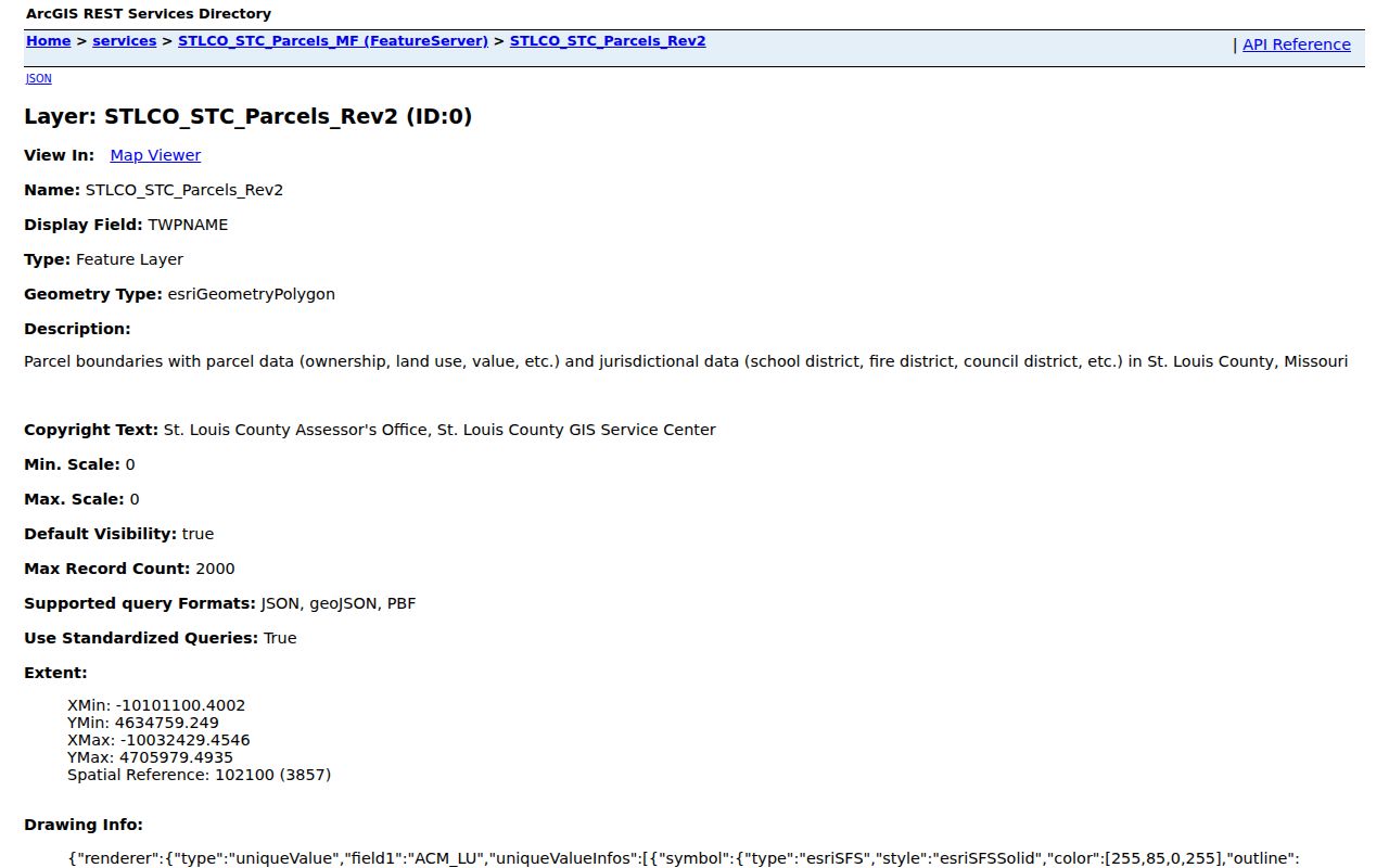 Ballwin residents directory St. Louis County GIS parcel FeatureServer