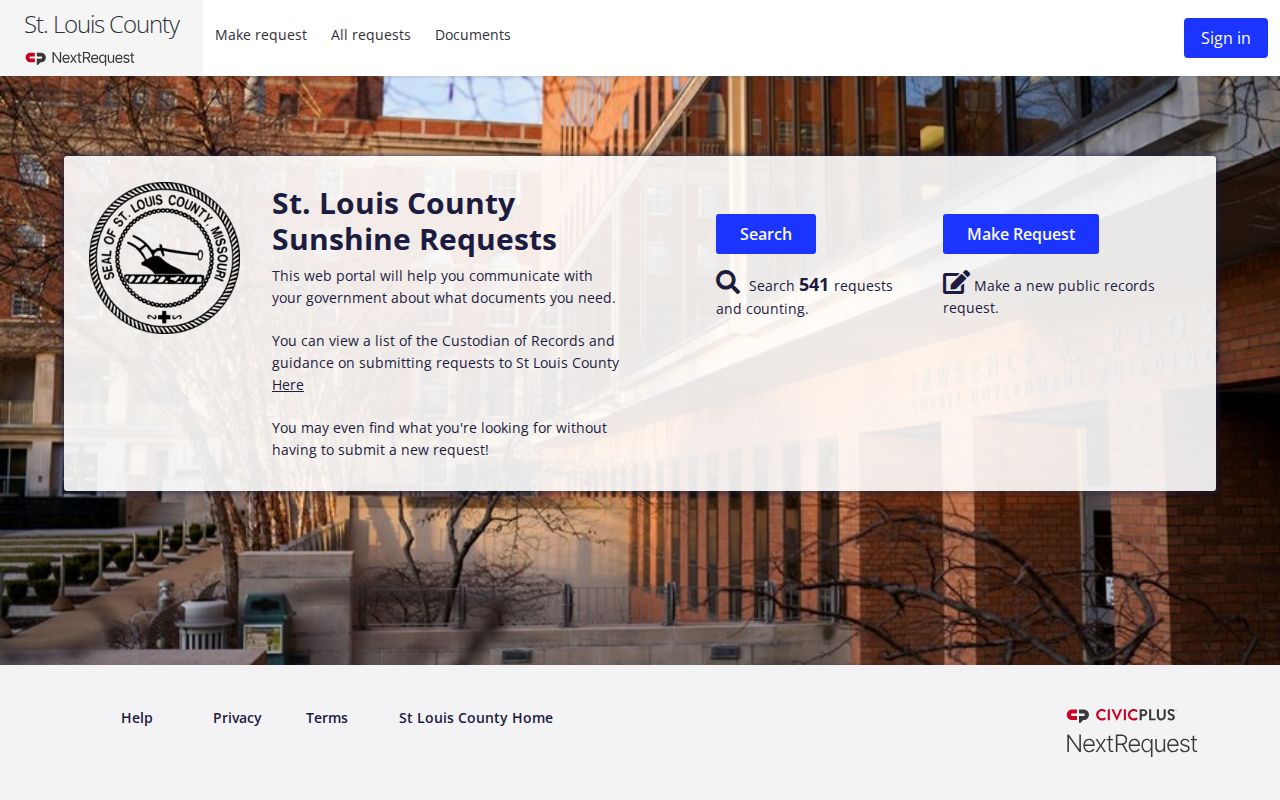 Ballwin street directory St. Louis County NextRequest records portal