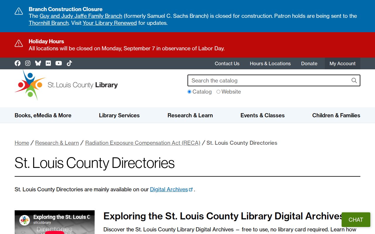 Ballwin directory guide for St. Louis County Digital Archives browsing